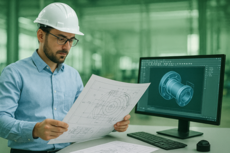 Ingenieur bei der Inbetriebnahme an Schaltschrank